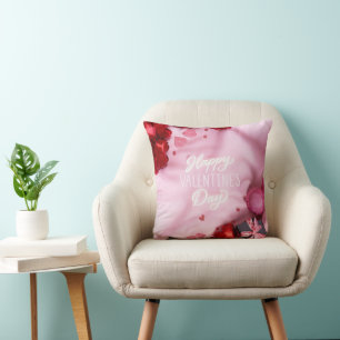 Coussin Romantic "Happy Valentine's Day" Rose