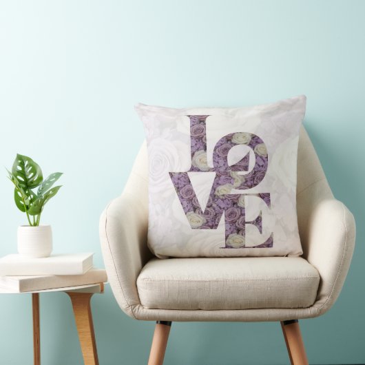 Coussin Romantic lavender Colour Rose 'LOVE' Accent Pillow (Chaise)