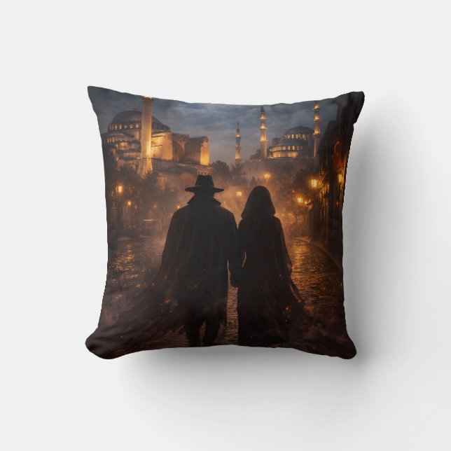Coussin Romantic Night Walk at Hagia Sophia & Blue Mosque (Recto)