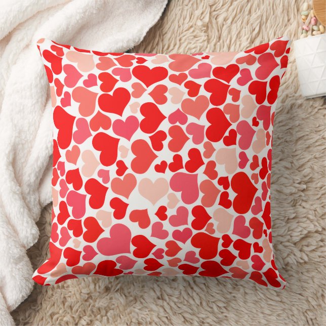 Coussin Romantic Pink and Red Heart Pattern Valentine (Couverture)