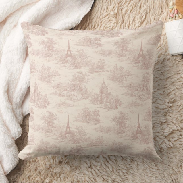 Coussin Romantic Pink French Toile Countryside Pattern (1) (Couverture)