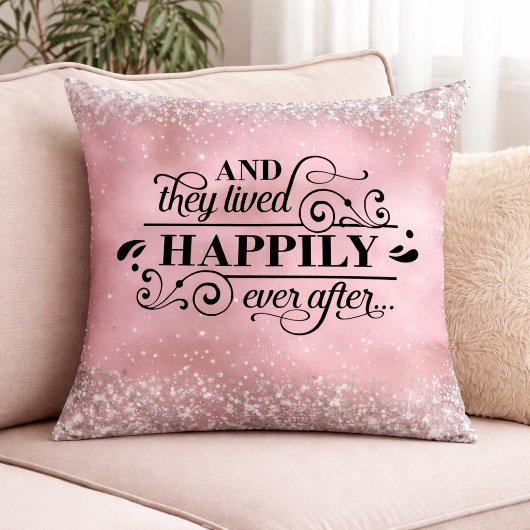 Coussin Romantic Pink Glitter Wedding Love Quote