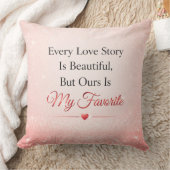 Coussin Romantic Pink Glittered Wedding Quote  (Couverture)