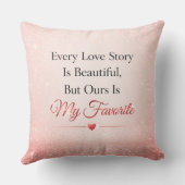 Coussin Romantic Pink Glittered Wedding Quote  (Verso)