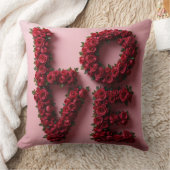 Coussin Romantic Red Rose 'LOVE' Floral Pillow (Couverture)