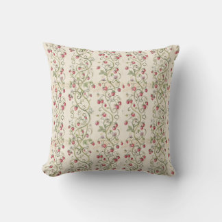Coussin Romantic Strawberry Vines Rococo Cottagecore