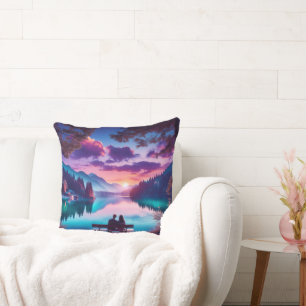 Coussin Romantique Coucher de soleil violet Teintures Blue