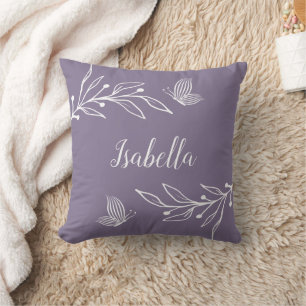 Coussin Romantique élégant floral mauve