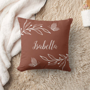 Coussin Romantique élégant floral terracotta