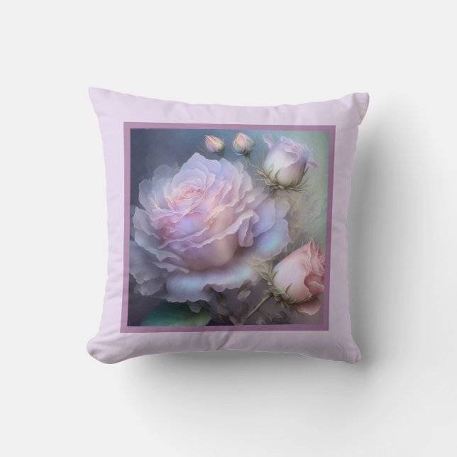 Coussin - romantique floral, fleur rose, rose rose (Recto)
