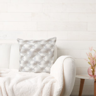 Coussin Romantique Glam Blanc Faux Cuir