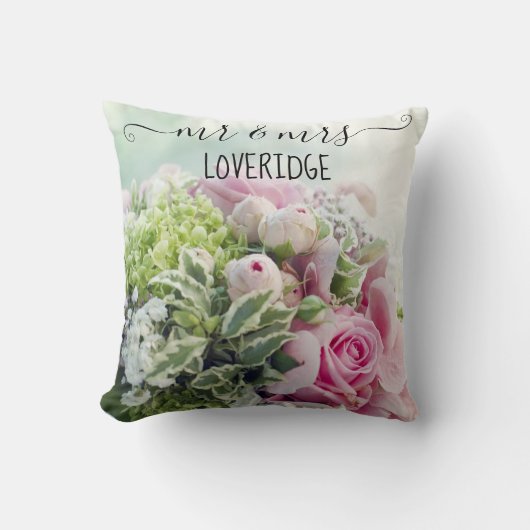 Coussin Romantique M. & Mme Pink Rose Rose Rose Floral Mar (Recto)