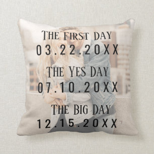 Coussin Romantique Marié Couple Dates Typographie