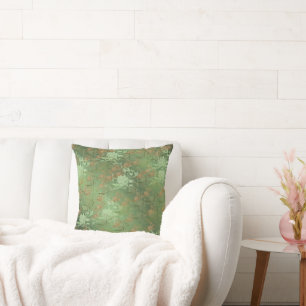 Coussin Romantique, or, sarcelle,, aquarelle, chic, floral
