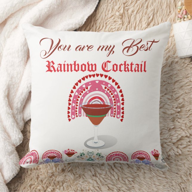 Coussin Romantique Rainbow Cocktail Valentine Hearts Flora (Couverture)