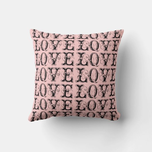 Coussin Romantique Rose Love Scroll Double Côté (Verso)