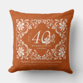 Coussin Romantique Shabby Chic Orange Brûlé 40e Anniversai (Recto)