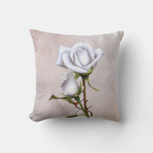 Coussin Romantiques Roses Blanches Douces Élégant Glamour 