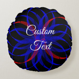 Coussin rond à accents double bleuet