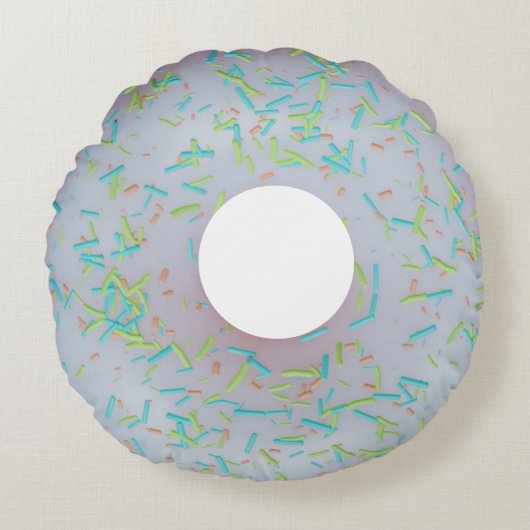 Coussin rond à beignets glacé blanc (Devant)