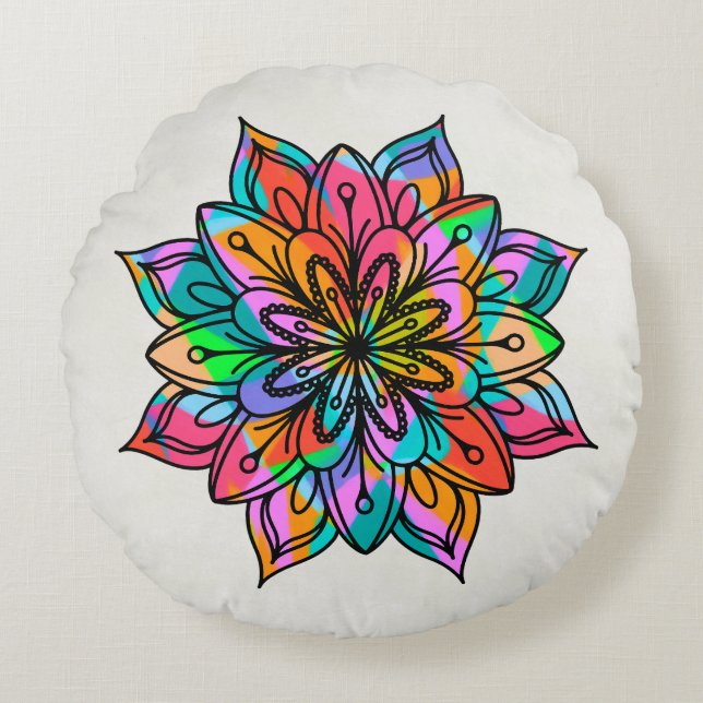 Coussin rond à libellule électrique (Devant)