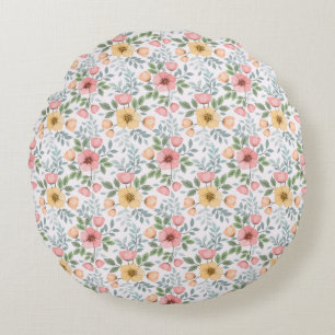 Coussin rond à Motif à fleurs de couleur douce