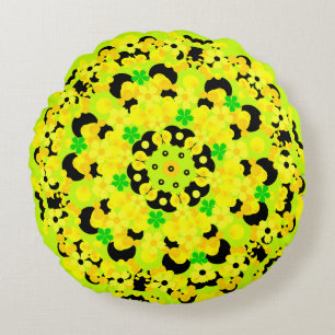 Coussin rond à motifs ornementaux