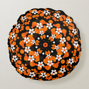 Coussin rond à motifs ornementaux