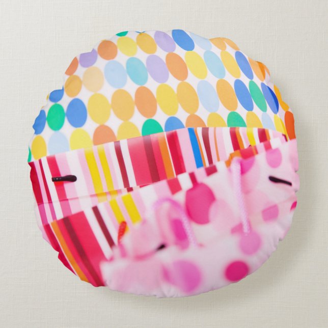 Coussin rond À petits pois coloré (Devant)
