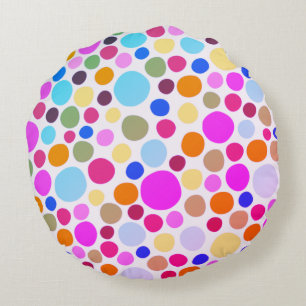 Coussin rond à points Polka colorés