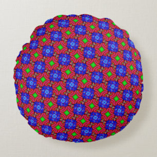 Coussin rond Abstrait de Motif de symétrie colorée