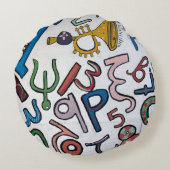 Coussin rond Alphabet coloré (Dos)