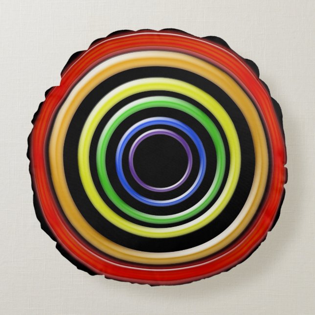 Coussin rond - Anneaux aux couleurs arc-en-ciel (Devant)