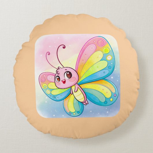 Coussin rond arc-en-ciel (Devant)