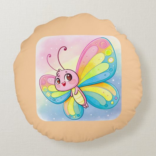 Coussin rond arc-en-ciel (Dos)