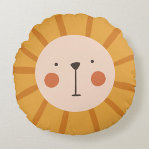 Coussin rond au lion mignon Safari Animal Nurser