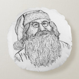 Coussin Rond avec Père Noël en Pointillisme Dessin