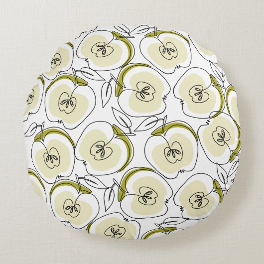 Coussin rond avec pomme dessinée en une seule lign (Devant)