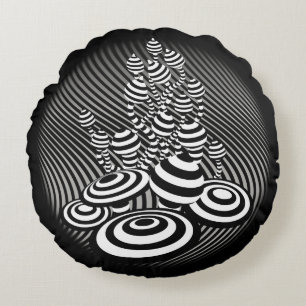 Coussin rond b/w coton Magic Mushroom