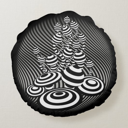 Coussin rond b/w Magic Champhroom coton (Dos)