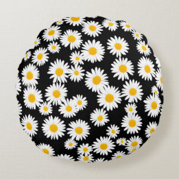 Coussin rond blanc de marguerite