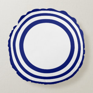 Coussin rond bleu-blanc cible