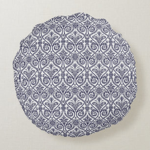 Coussin rond bleu et blanc de la marine
