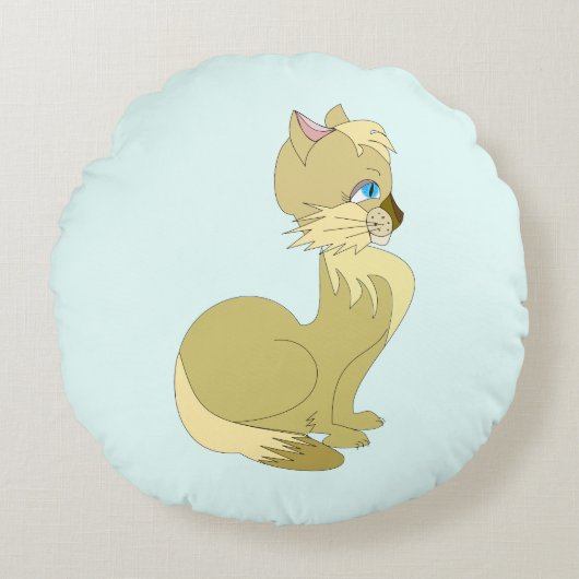 Coussin rond Blie Eyed Chat - Couleurs personnalis (Devant)