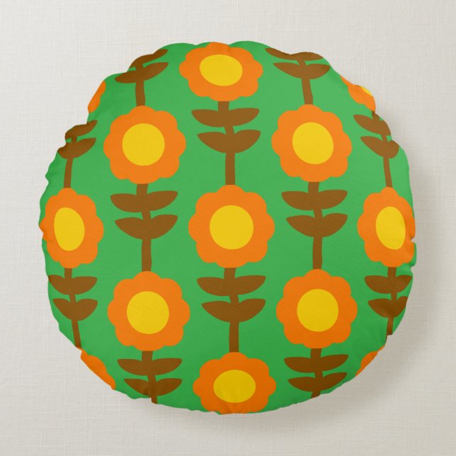 Coussin rond Boho Botanica (Devant)