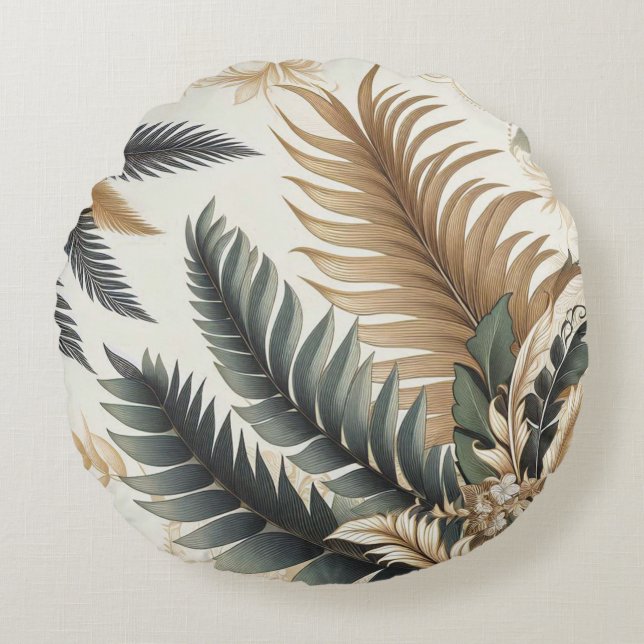 Coussin Rond Botanique Tropical - Lush & Vibrant (Devant)