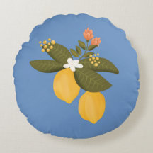 Coussin rond botanique vintage d'accent de