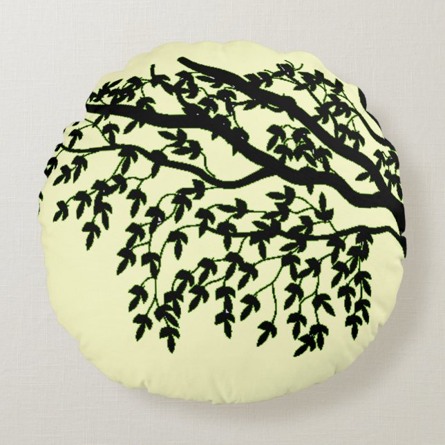 Coussin rond - Branches fragiles (vert) (Devant)