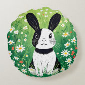 Coussin Rond Bunny Noir Et Blanc (Dos)