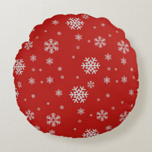 Coussin rond Carnelien Red Snowflake